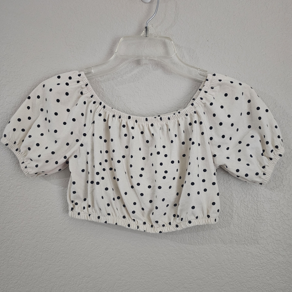 Zara Girls Polkadot Puff Sleeve Crop Top Size 10